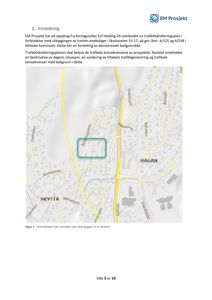 Oversiktskart som viser byggefeltet (markert med blå ramme) i forhold til omgivelsene, inkludert veier og nabolag.