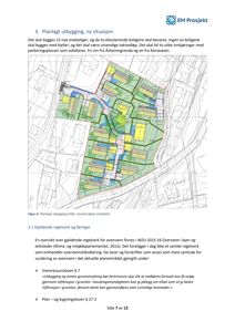 Situasjonsplan som viser planlagt utbygging med nye boliger, parkeringsplasser og innkjøringer.