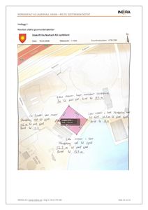 Situasjonsplan (Norkart) som viser topografi, geologiske forhold (f.eks. fjell, løsmasser) og bygningers plassering på tomten.