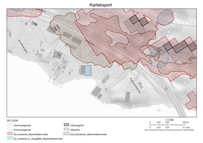 Situasjonsplan som viser tomtens beliggenhet i forhold til nabolag, kommunegrenser og arealplanleggingsområder (f.eks. utlosning, jordflomskred).