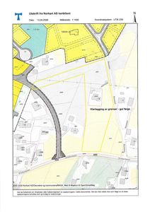Situasjonsplan (tomtekart) som viser eiendomsgranser, nabolag og infrastruktur.