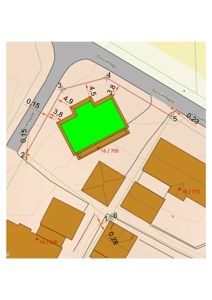 Situasjonsplan som viser tomtens form, grenser, nabotomter, veier (Dyrvikhegda) og målinger for bygningens plassering.