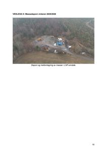 Luftfoto av et deponi og mellomlagringsområde for masser i LNF-området.