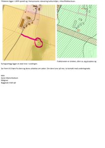 Bildet viser to situasjonsplaner (tomtekart) som illustrerer bygningenes plassering i forhold til terrenget og veier.