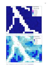 Bildet viser to kart over nedbør og snødybde for området rundt Austefjorden i perioden 1991-2020.