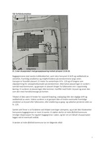 Situasjonskart som viser eiendomsforhold, vegnett og foreslått plassering av en garasje.