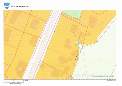 Situasjonsplan som viser eiendomsinndeling, bygninger, veier og mål på Hvaler kommune.