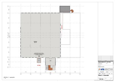 Etasjeplan (Lagersjefen) som viser romfordeling, dimensjoner og plassering av ny heis.