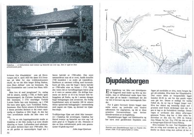 Et svart-hvitt fotografi av Gjøsbua, en historisk bygning, med en tekstbeskrivelse under.