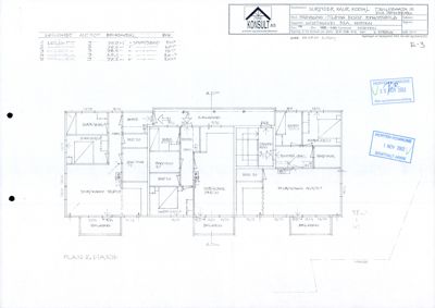 Etasjeplan (PLAN 2. ETASJE) som viser romfordeling, dører, vinduer og arealer for en leilighet.