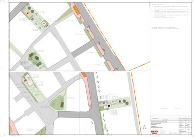 Situasjonsplan som viser tomtens beliggenhet, naboeiendommer, vegforhold og planlagt bebyggelse med tilhørende tekstbeskrivelse.