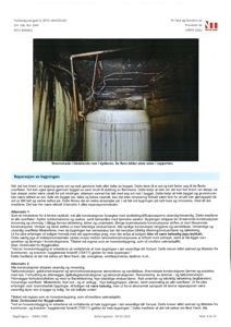 Fotografi av et brannskadet rom i kjelleren, som illustrerer skaden som er nevnt i teksten.