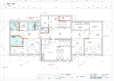 Etasjeplan (1. etg) som viser romfordeling, dimensjoner og innredning for en bolig.