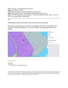 Situasjonsplan som viser eiendomsgrenser, tomt og bygningsspor.