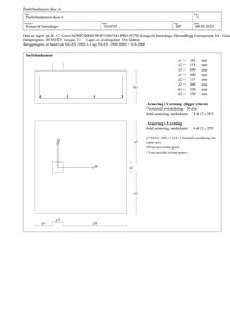 Tegning som viser detaljert konstruksjon og dimensjoner for et punktfundament (aks A), inkludert armering og geometriske mål.