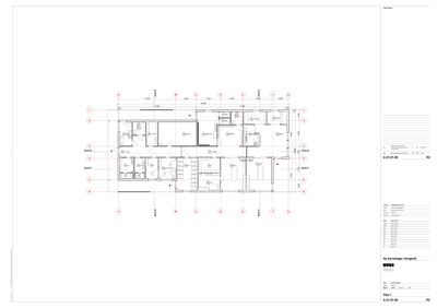 Etasjeplan (Plan 1) som viser romfordeling, dører, vinduer og dimensjoner for en bolig.