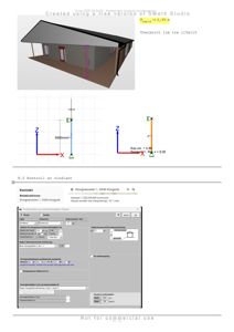 Tegning som viser et tverrsnitt (snitt) av en bygning med angitte mål (10400, 3000mm) og konstruksjonsdetaljer (limtre søyle 115x115). Bildet inneholder også en vindlastsberegning.