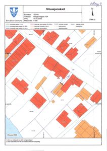 Situasjonskart som viser eiendomsforhold, bygningers plassering og tomtegrenser for Haugsundgata 13A.