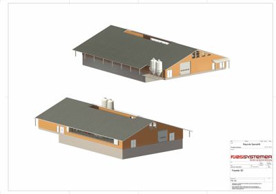 3D-fasadetegning (rendering) av en bygning sett fra ulike vinkler.