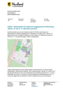Situasjonsplan som viser eiendommen, naboeiendommer og forhold til vegen (fv. 17).