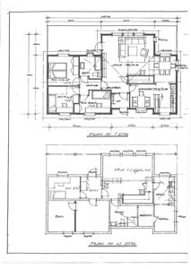 Plantegning som viser romfordeling og dimensjoner for første etasje (1. ETS) og andre etasje (2. ETS) av en bolig.