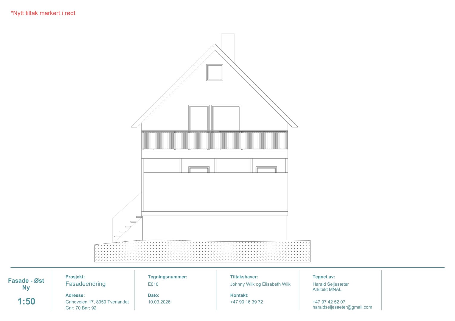 Fasadeopprikk (opprikk av bygning sett utenfra) for en ny fasade.