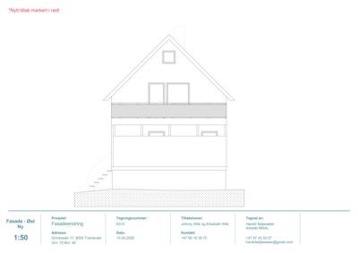 Fasadeopprikk (opprikk av bygning sett utenfra) for en ny fasade.
