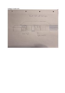 En håndtegnet fasadetegning (Nord) av en bygning, tegnet på miller-papir.