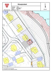 Situasjonskart som viser eiendomsnummer 17/32, adresse Møllehagen 17, med nabolag, vegnett og topografi.