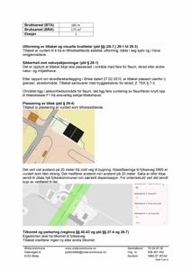 Bildet viser en situasjonsplan eller et kart som illustrerer bygningens plassering i forhold til fylkesvei 5900, med angitte avstander og klassifiseringer av skredfare.