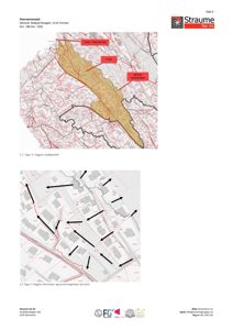 Kart som viser nedbørsfelt, tomt og avrenningslinjer for et vannovannsanlegg.
