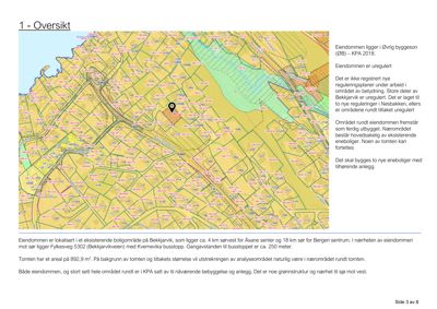 Kart over eiendommen med omgivende bebyggelse og infrastruktur