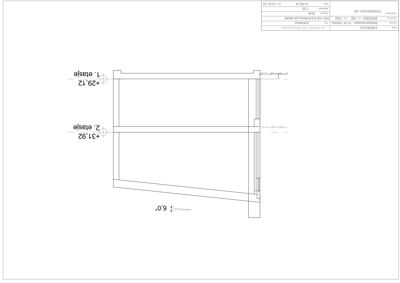 Snittegning som viser tverrsnitt gjennom bygningen med høydemål for 1. etasje (+29,12) og 2. etasje (+31,92), samt en vinkelangivelse på 6,0°.
