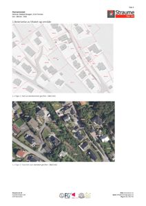 Dokumentet inneholder to kart: en tegnet situasjonsplan (Figur 1) og et flyfoto (Figur 2) som viser eiendommen Bekkjærilivegen 5114 Tertnes med overlagte eiendomsnummer.