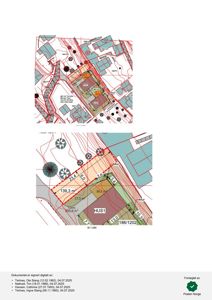 Situasjonsplan som viser tomtens grenser, arealer (139,3 m², 36,5 m² osv.), husplassering (HUS1), vegger (Mur), og nabolagets forhold.