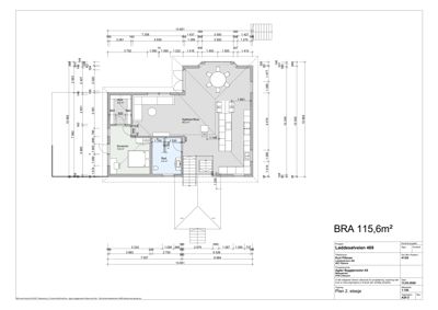 Etasjeplan (Plan 2) som viser romfordeling, dimensjoner og areal for BRA 115,6m².