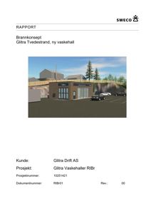 3D-visualisering (rendering) av et brannkonsept for en ny vaskehall, inkludert omgivelser og parkeringsplass.