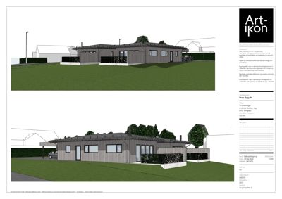 3D-visualisering (rendering) av en bolig sett fra to ulike vinkler (perspektiv C).