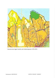 Kart som viser eiendommens beliggenhet i forhold til KPA 2018-soner (fargekodet).