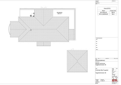 Etasjeplan (BYA) som viser romfordeling, vegger og arealoppdeling for en bolig.