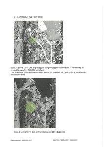 To historiske flyfoto (fra 1951 og 1971) som viser utviklingen av et område med boliger og industri.