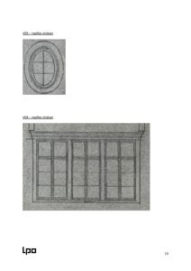 Detaljtegninger av vinduer (V03 og V04) med oppgitt type 'replika vinduer'.