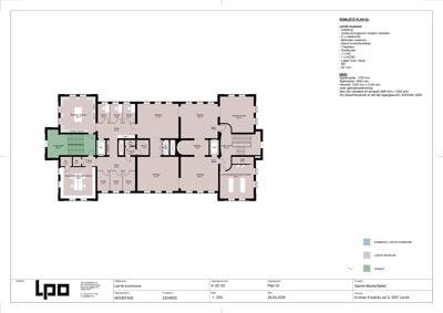 Etasjeplan (Plan 02) som viser romfordeling, arealer og funksjoner for et leilighetskompleks.