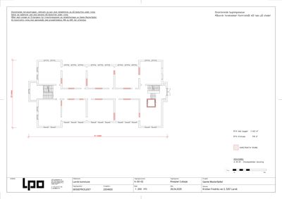 Etasjeplan (Riveplan 2.etasje) som viser romfordeling, vegger og dimensjoner for en eksisterende bygning.