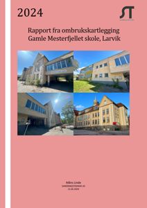 Fotografier av Gamle Mesterfjellet skole i Larvik, tatt som del av en ombrukskartlegging.
