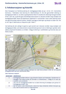 Et registreringskart (situasjonsplan) som viser kartleggingsområdet, befaringens rute og infopunkter langs elveløpet ved Hammarfest.