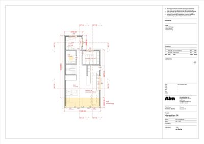 Etasjeplan som viser romfordeling, mål og funksjoner i et hus.