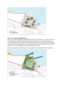 Situasjonsplan som viser todelte områder for lek og uteopphold (LEK- og uteoppholdsarealer) med tilhørende forklaringer og referanser til andre planer.