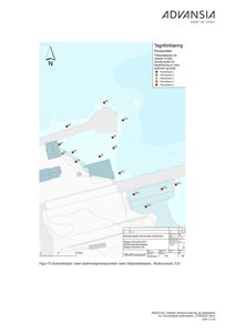 Oversiktskart som viser sedimentprøvepunkter og tilstandsklasser i et vannområde.