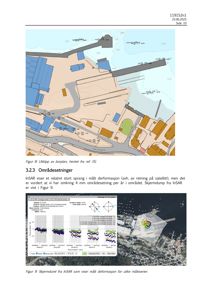 Bildet viser en kartutsnitt (borplan) med bygningssilhuetter og en skjerm med InSAR-deformasjonsdata.